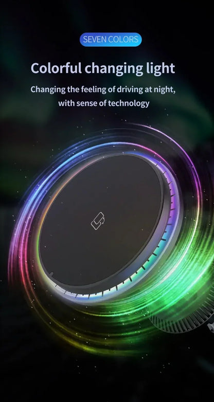 Magnetic Car Wireless Charger RGB For iPhone12 13 14 15 16 17 Pro Max Macsafe Car Phone Holder Stand Mount Fast Charging Station