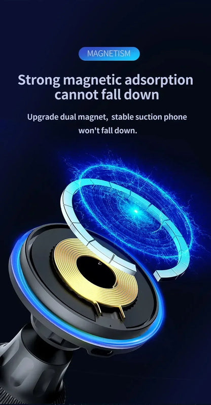 Magnetic Car Wireless Charger RGB For iPhone12 13 14 15 16 17 Pro Max Macsafe Car Phone Holder Stand Mount Fast Charging Station