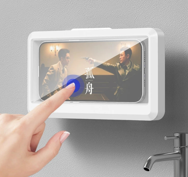 360° Rotation Waterproof Shower Phone Holder with Angle Adjustable, Wall Mounted Phone Holder for Bathroom Kitchen