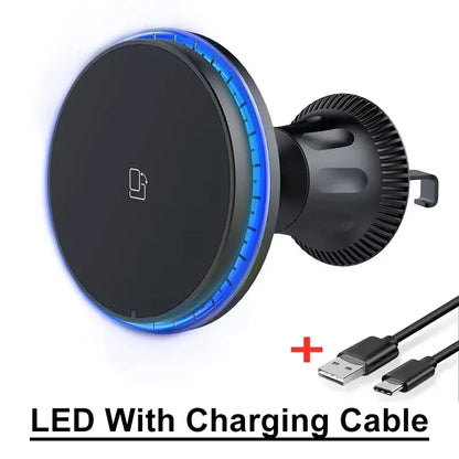 Magnetic Car Wireless Charger RGB For iPhone12 13 14 15 16 17 Pro Max Macsafe Car Phone Holder Stand Mount Fast Charging Station