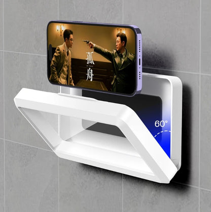 360° Rotation Waterproof Shower Phone Holder with Angle Adjustable, Wall Mounted Phone Holder for Bathroom Kitchen